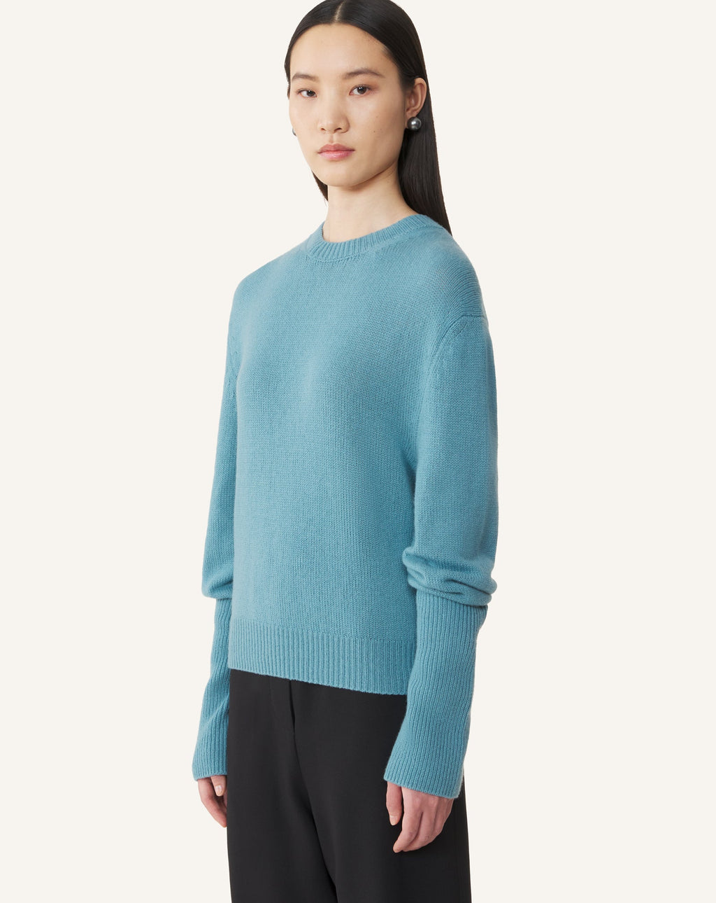CASHMERE SWEATER WITH GROSGRAIN DETAIL
