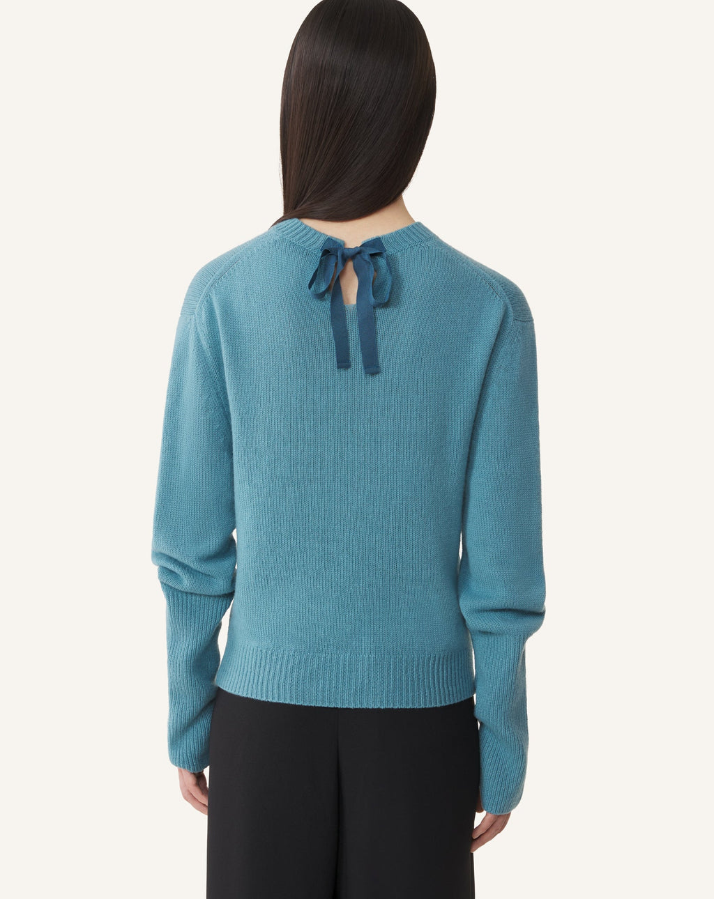 CASHMERE SWEATER WITH GROSGRAIN DETAIL