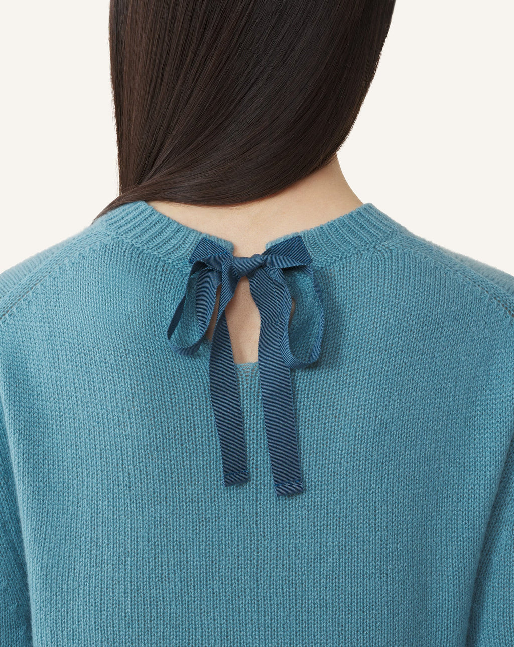 CASHMERE SWEATER WITH GROSGRAIN DETAIL