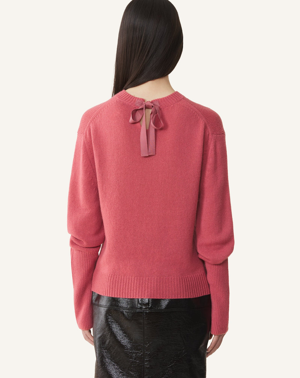 CASHMERE SWEATER WITH GROSGRAIN DETAIL