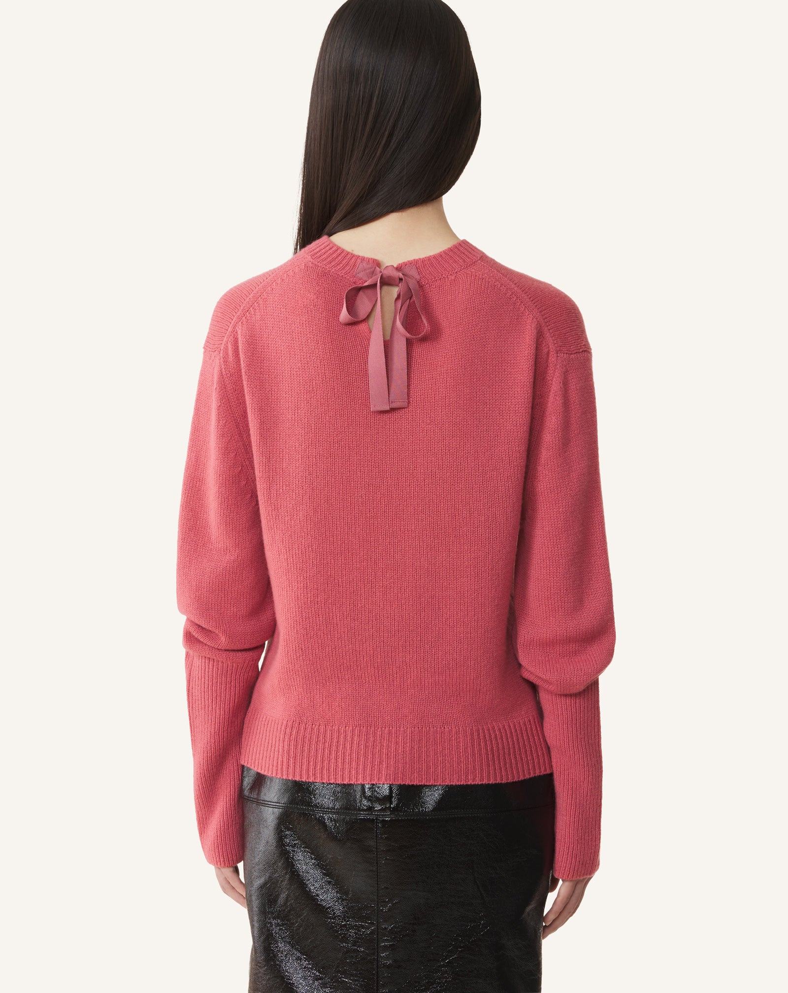 CASHMERE SWEATER WITH GROSGRAIN DETAIL