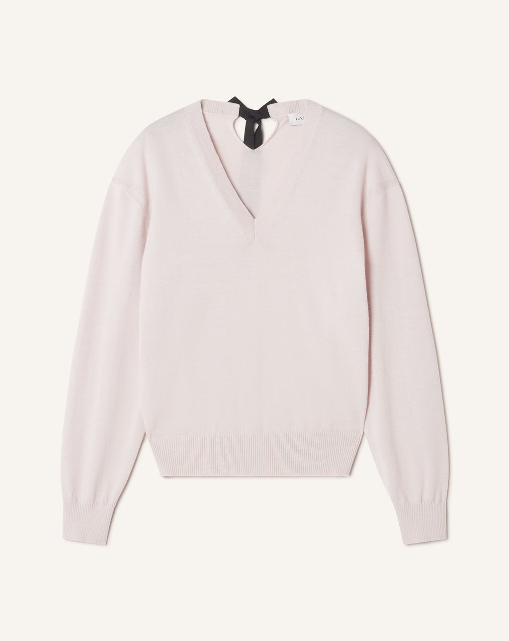 V-NECK MERINO SWEATER WITH GROSGRAIN DETAIL