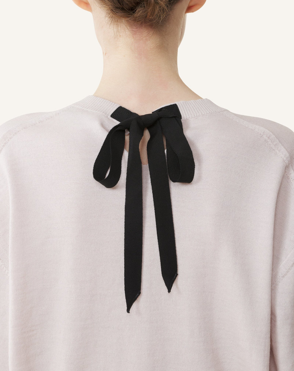 V-NECK MERINO SWEATER WITH GROSGRAIN DETAIL