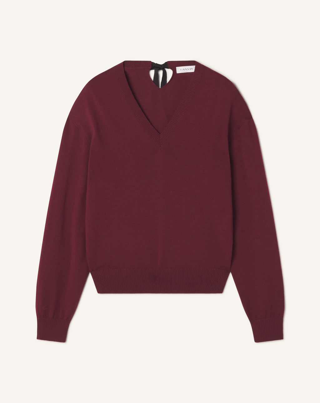 V-NECK MERINO SWEATER WITH GROSGRAIN DETAIL