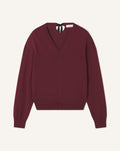 V-NECK MERINO SWEATER WITH GROSGRAIN DETAIL