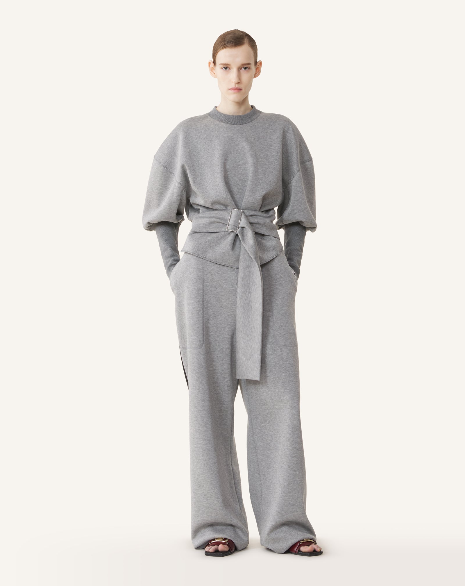 BELTED SWEATSHIRT IN DOUBLE-FACED JERSEY