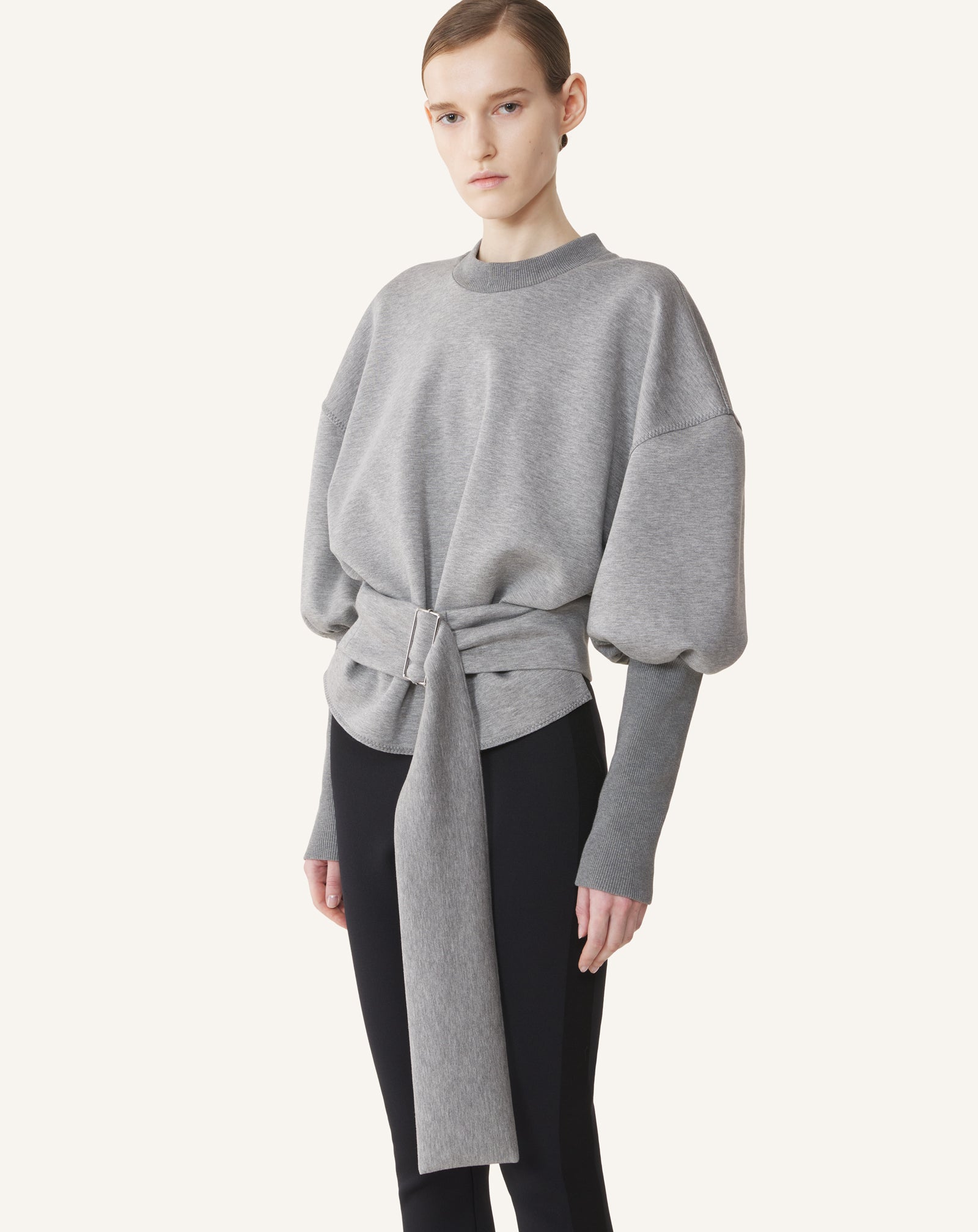 BELTED SWEATSHIRT IN DOUBLE-FACED JERSEY