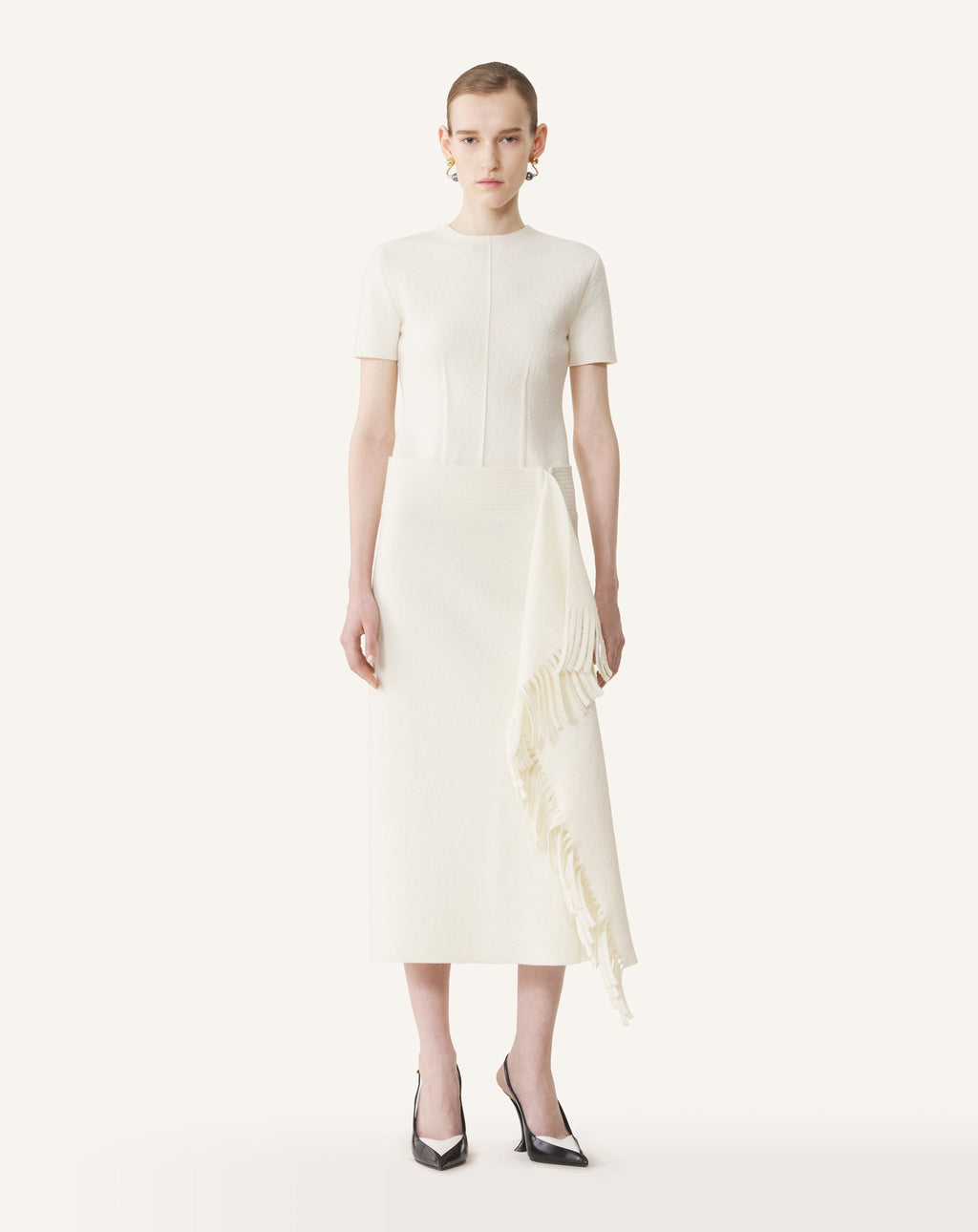 FRINGED SKIRT IN COTTON KNIT