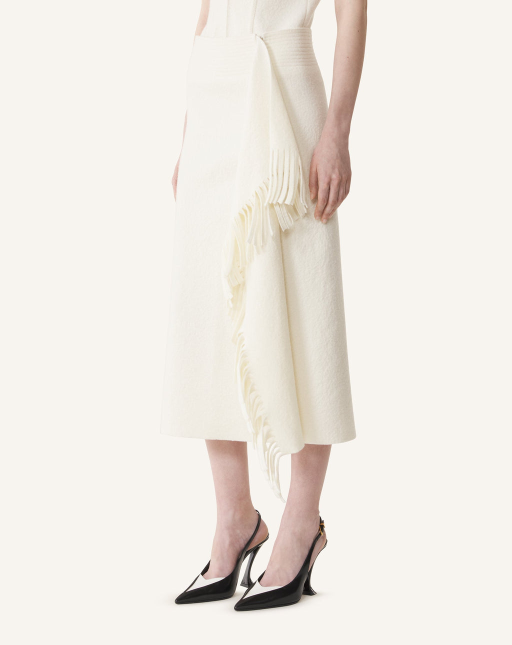 FRINGED SKIRT IN COTTON KNIT