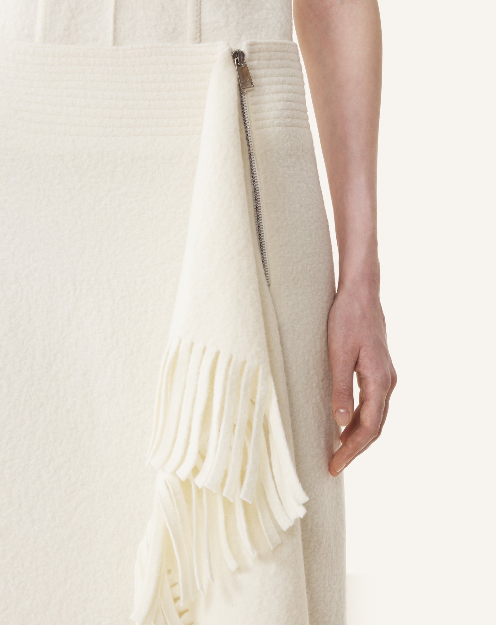 FRINGED SKIRT IN COTTON KNIT