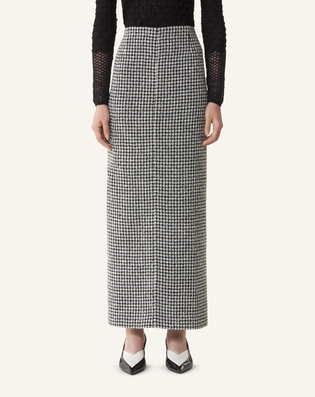 LONG DRAPED TWEED SKIRT