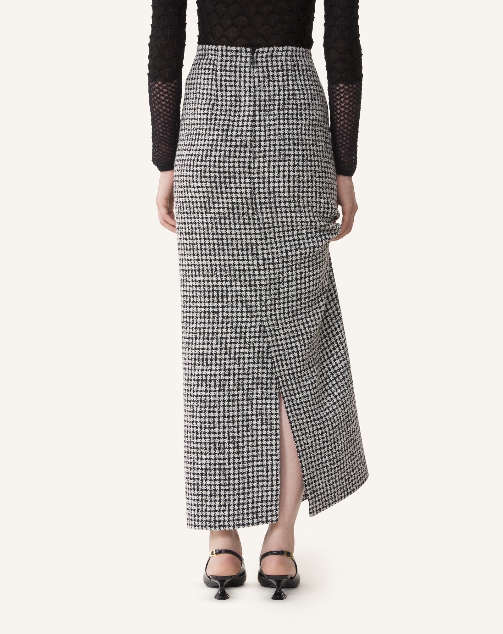 LONG DRAPED TWEED SKIRT