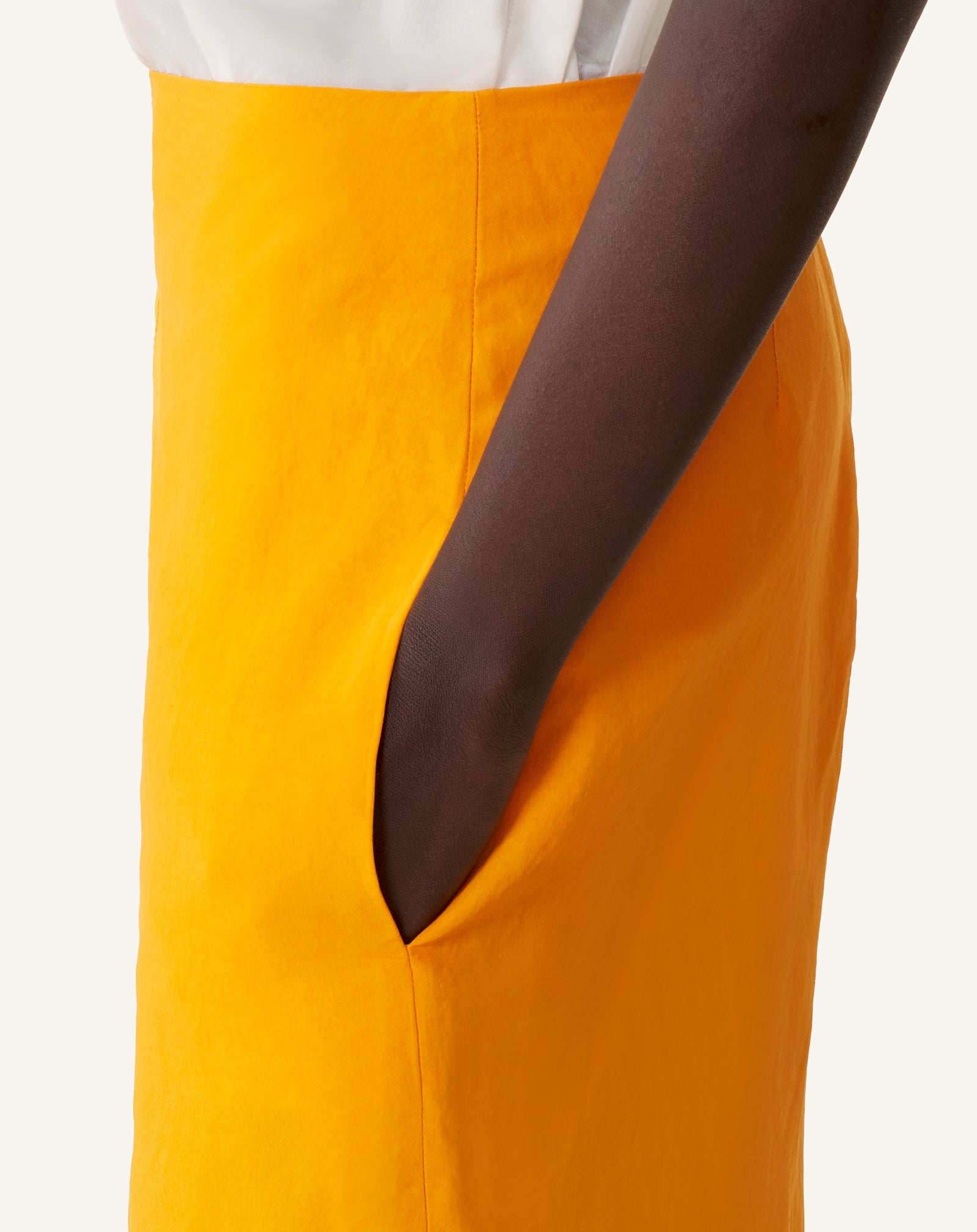 ASYMMETRICAL MIDI SKIRT IN PAPER AND VISCOSE