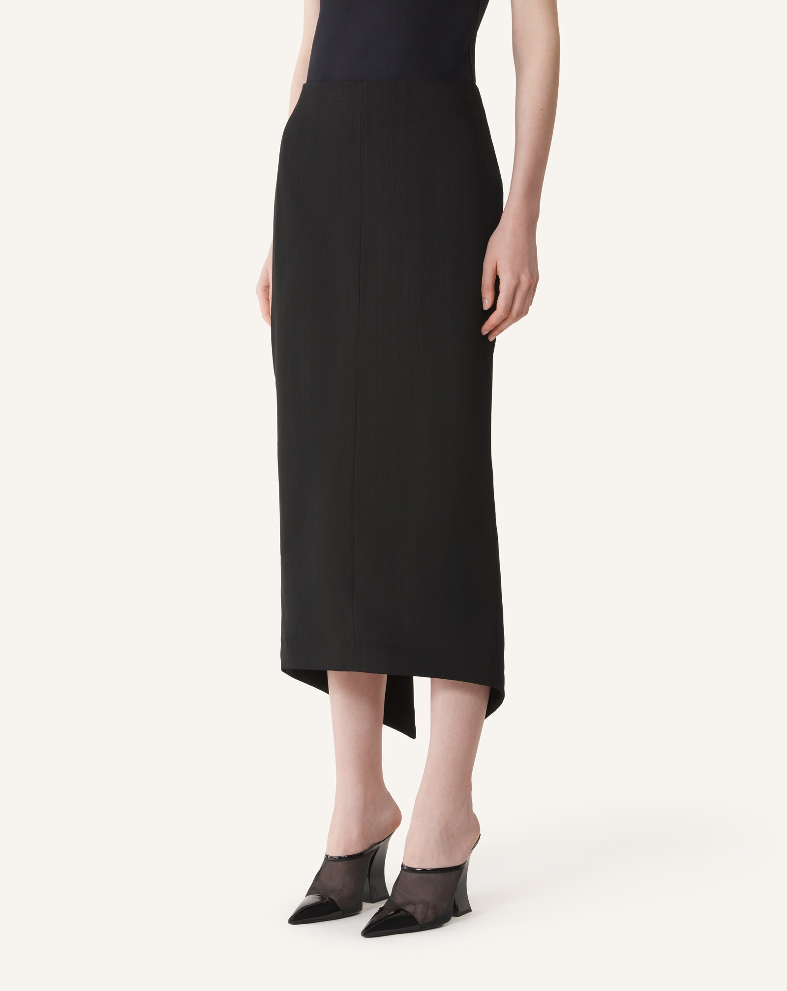 ASYMMETRICAL MIDI SKIRT IN SILK AND VISCOSE
