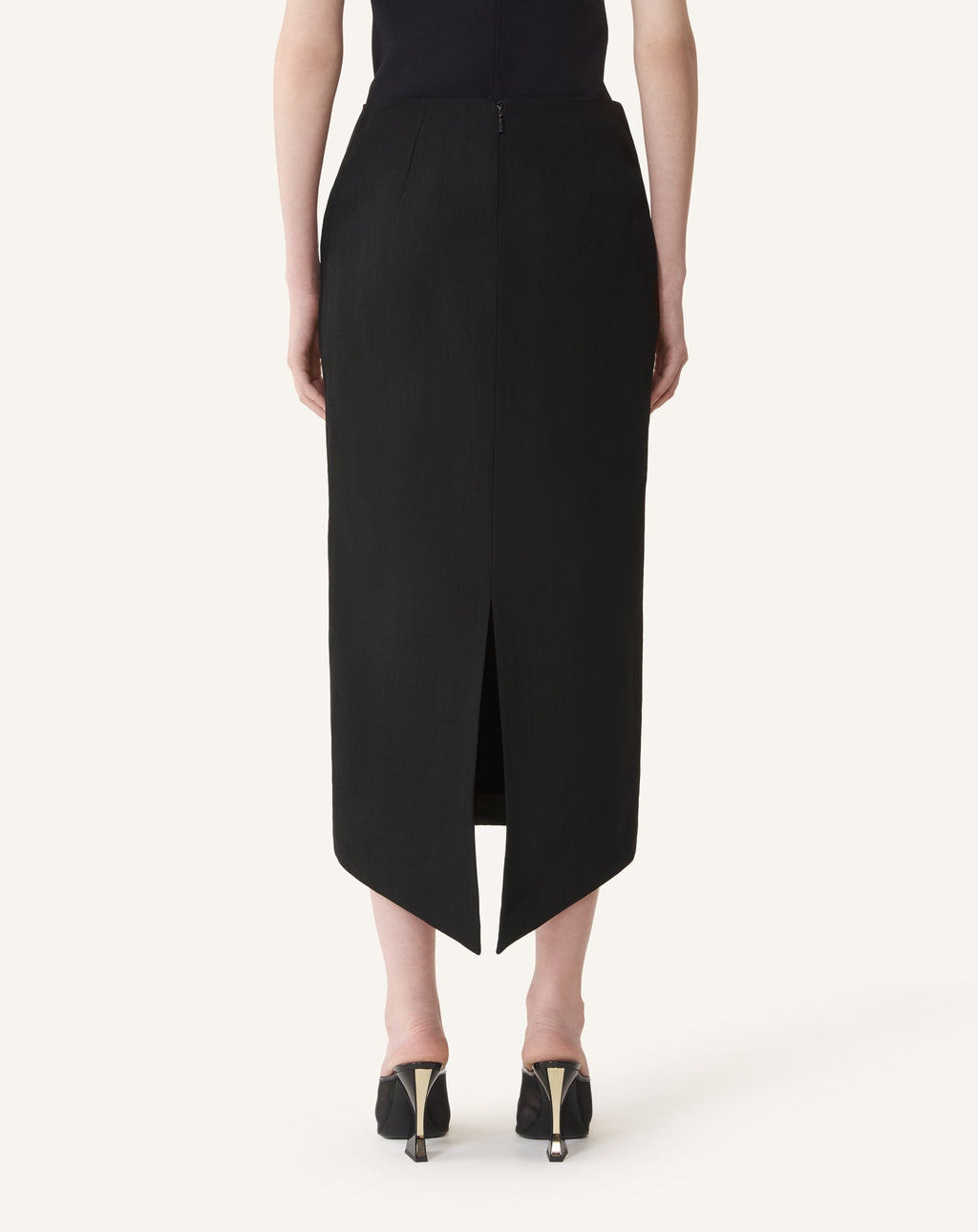 ASYMMETRICAL MIDI SKIRT IN SILK AND VISCOSE