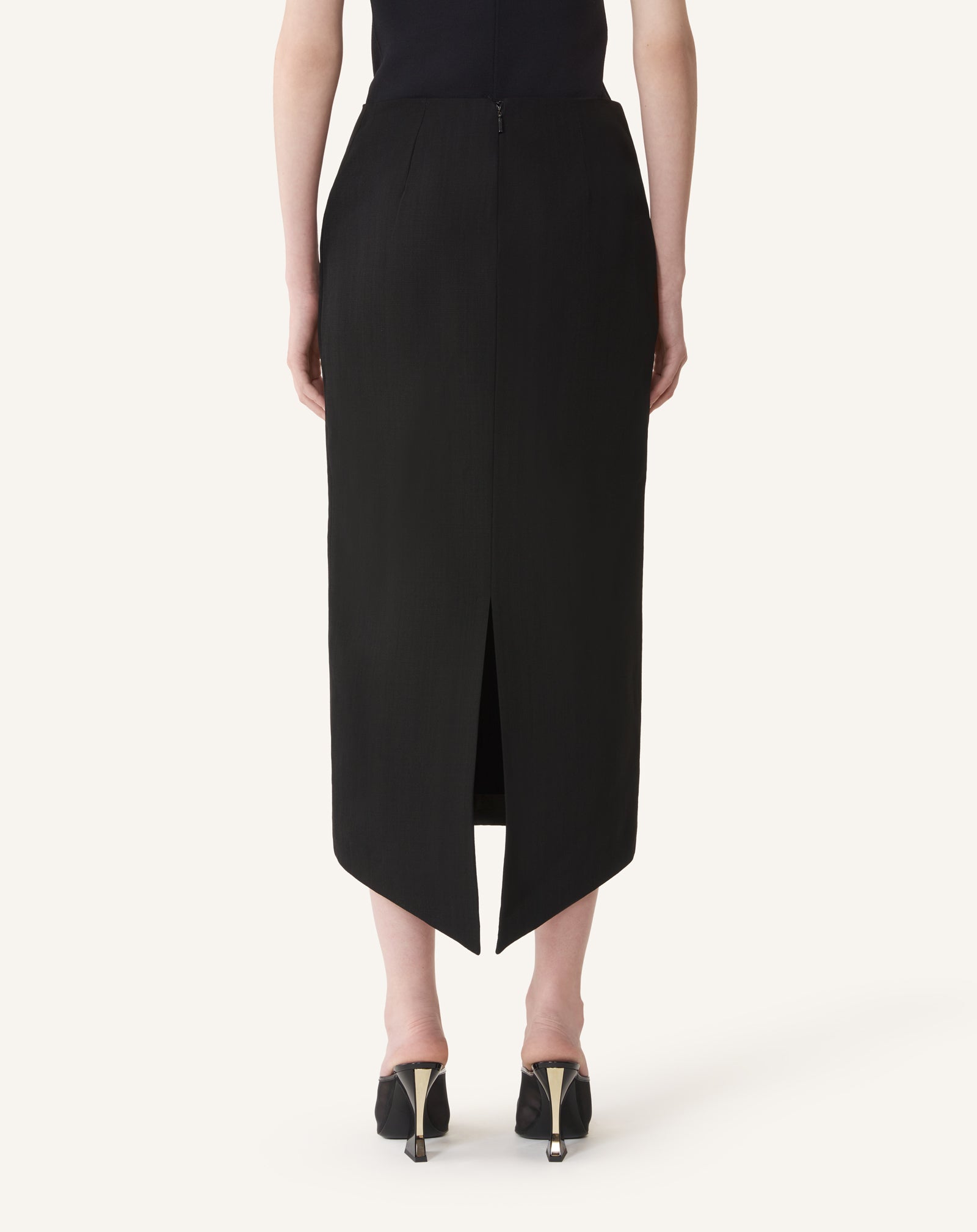 ASYMMETRICAL MIDI SKIRT IN SILK AND VISCOSE