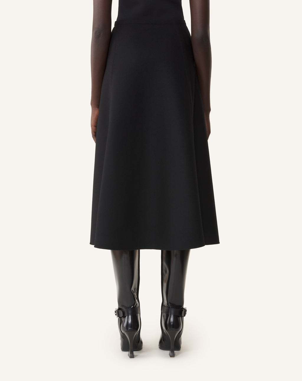 FRINGED SKIRT IN DOUBLE-FACED CASHMERE WOOL