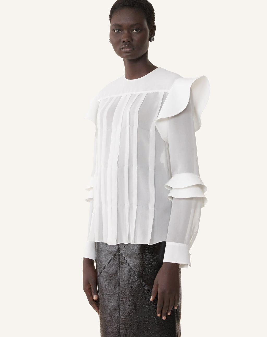 FLOUNCED BLOUSE IN SILK GEORGETTE