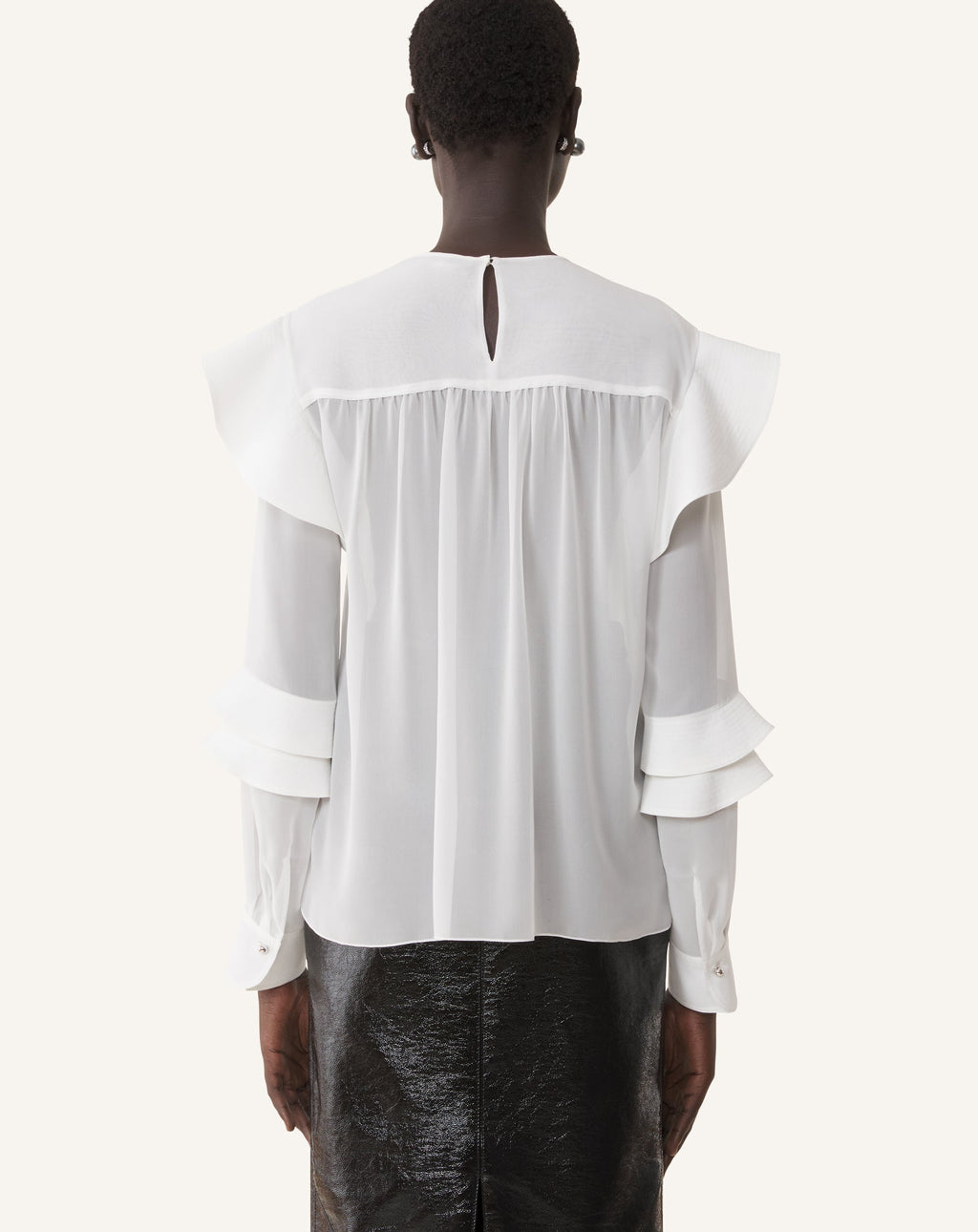 FLOUNCED BLOUSE IN SILK GEORGETTE