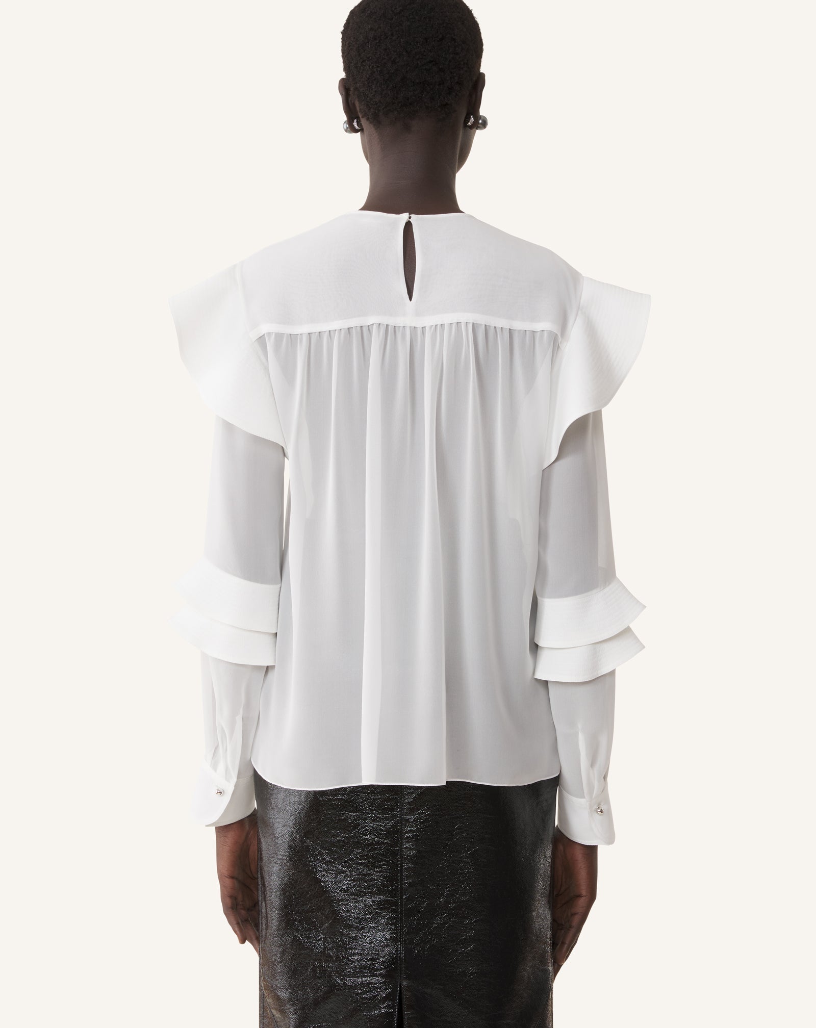 FLOUNCED BLOUSE IN SILK GEORGETTE