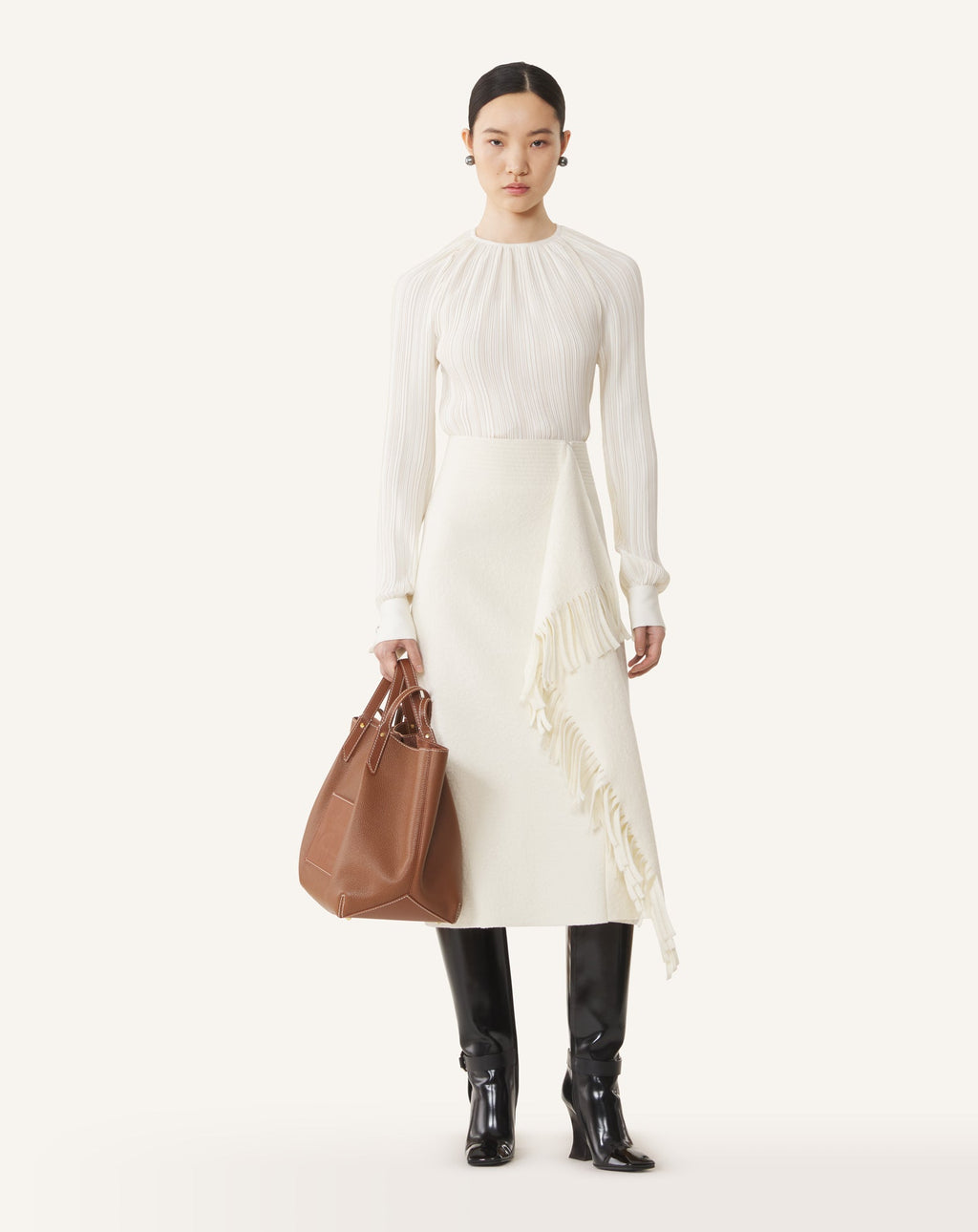 PLEATED CHARMEUSE TOP