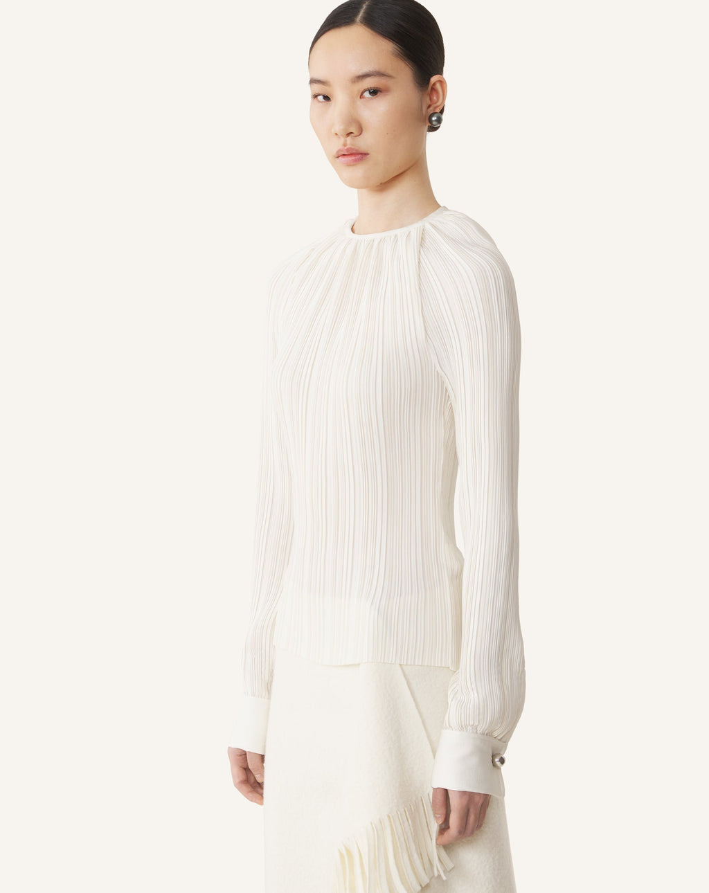 PLEATED CHARMEUSE TOP