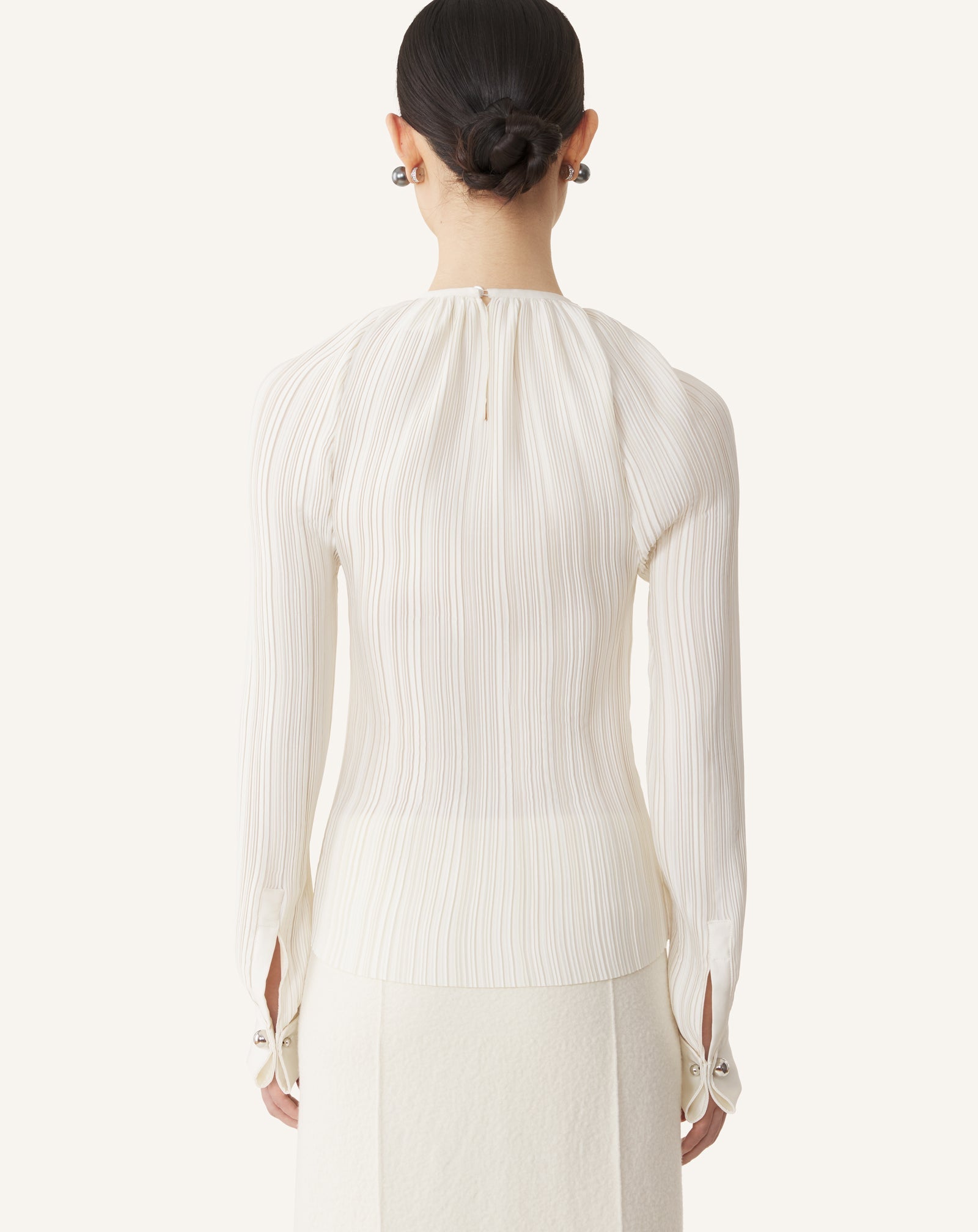 PLEATED CHARMEUSE TOP