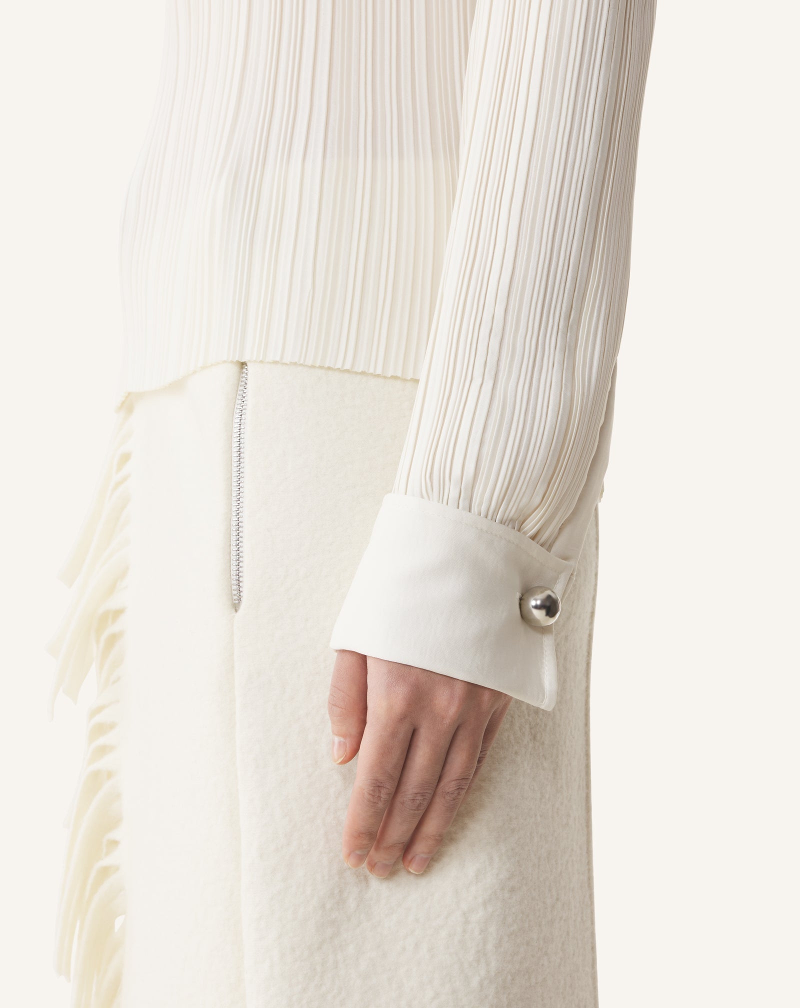PLEATED CHARMEUSE TOP