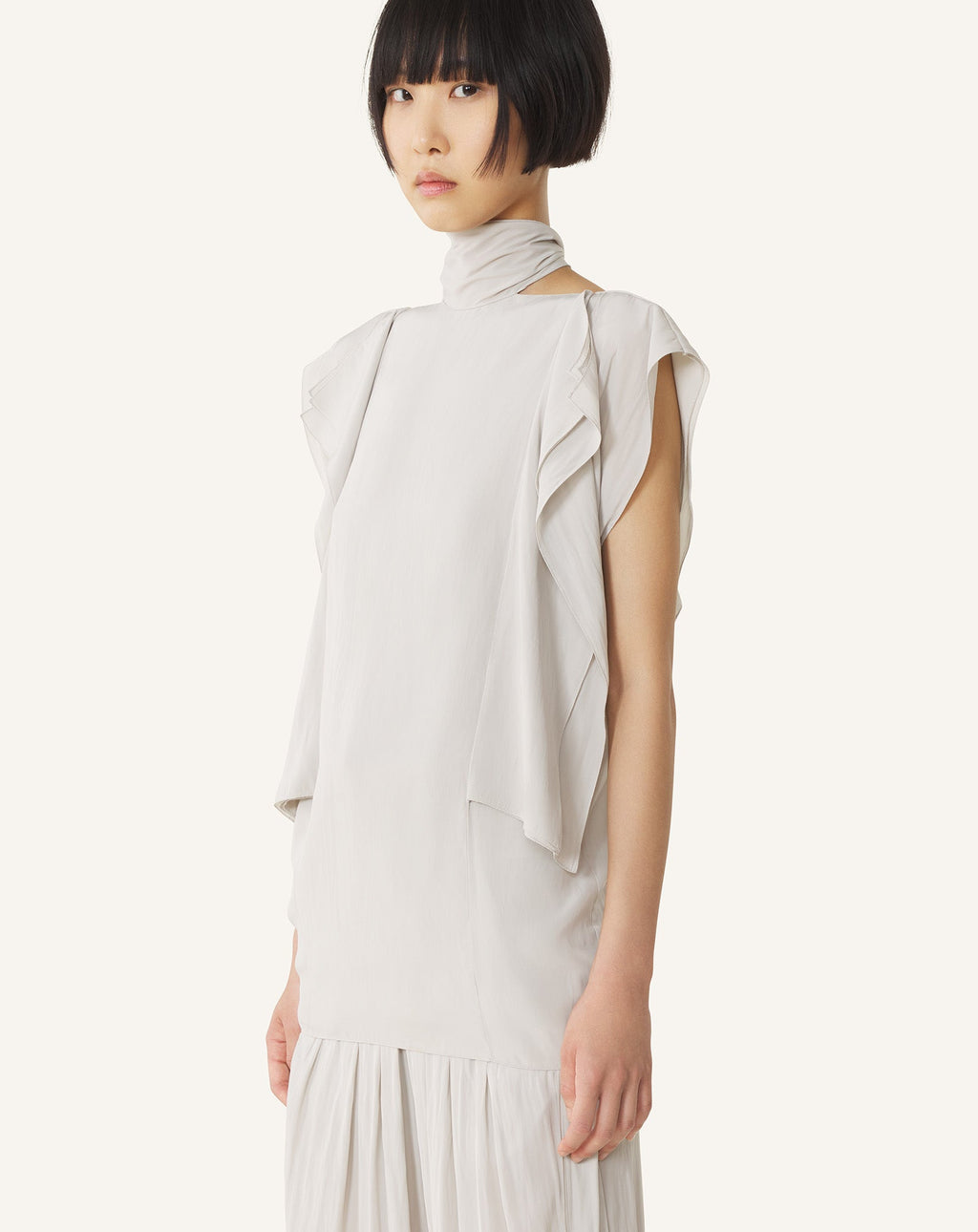 FRILLED TOP IN CHARMEUSE