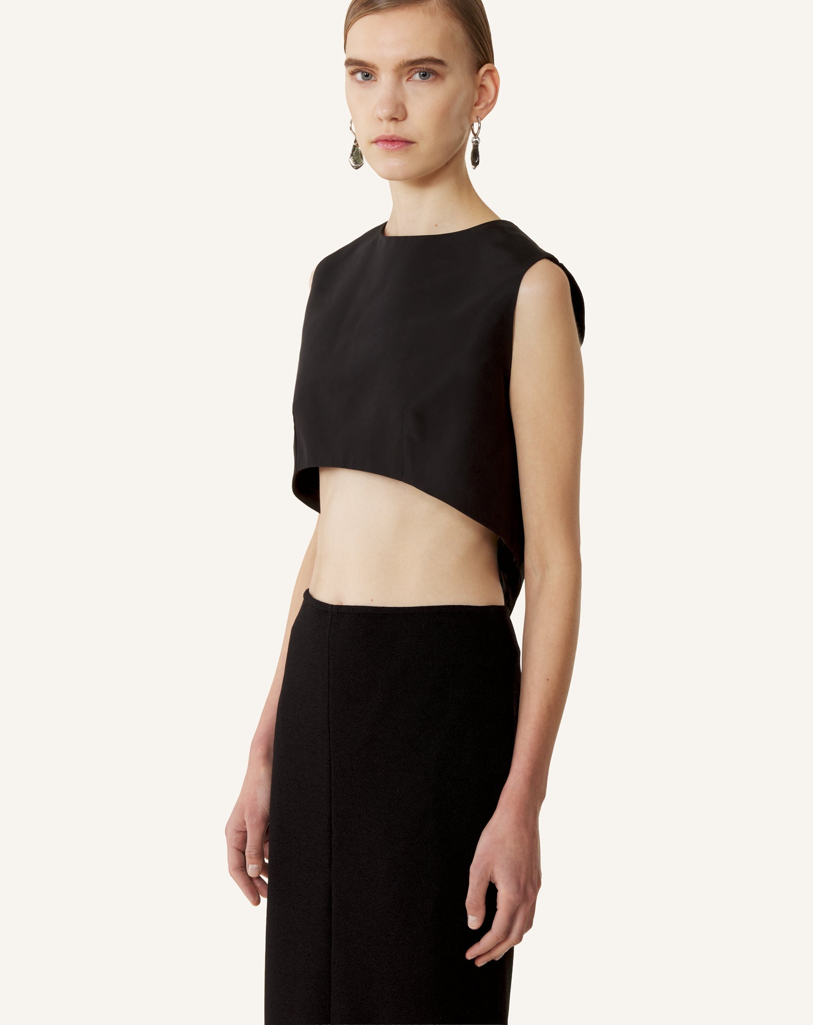 SILK FAILLE CROPPED TOP
