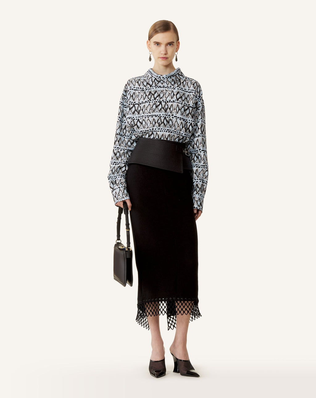 HIGH-NECK PRINTED SILK TOP