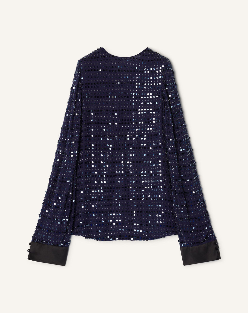 EMBROIDERED LONG SLEEVED SILK TOP