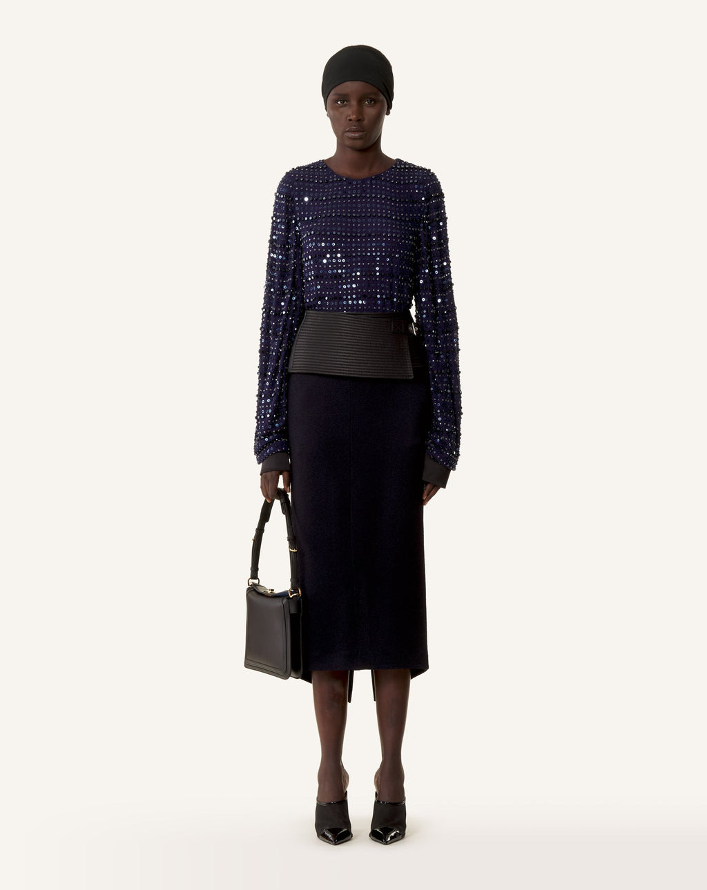 EMBROIDERED LONG SLEEVED SILK TOP