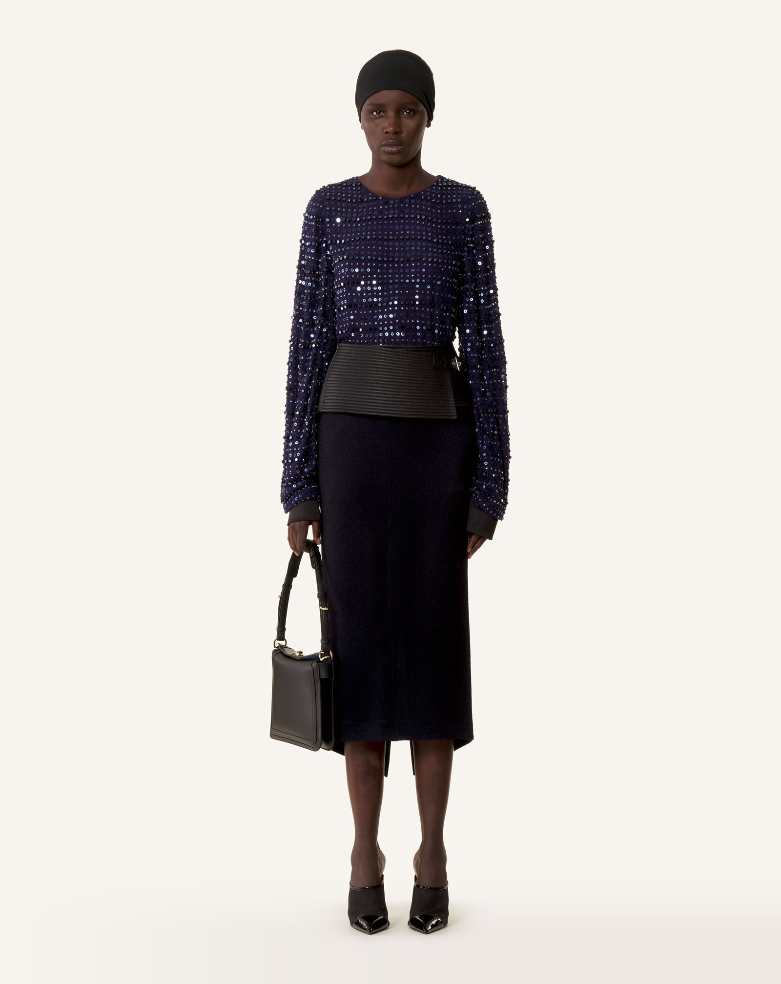 EMBROIDERED LONG SLEEVED SILK TOP