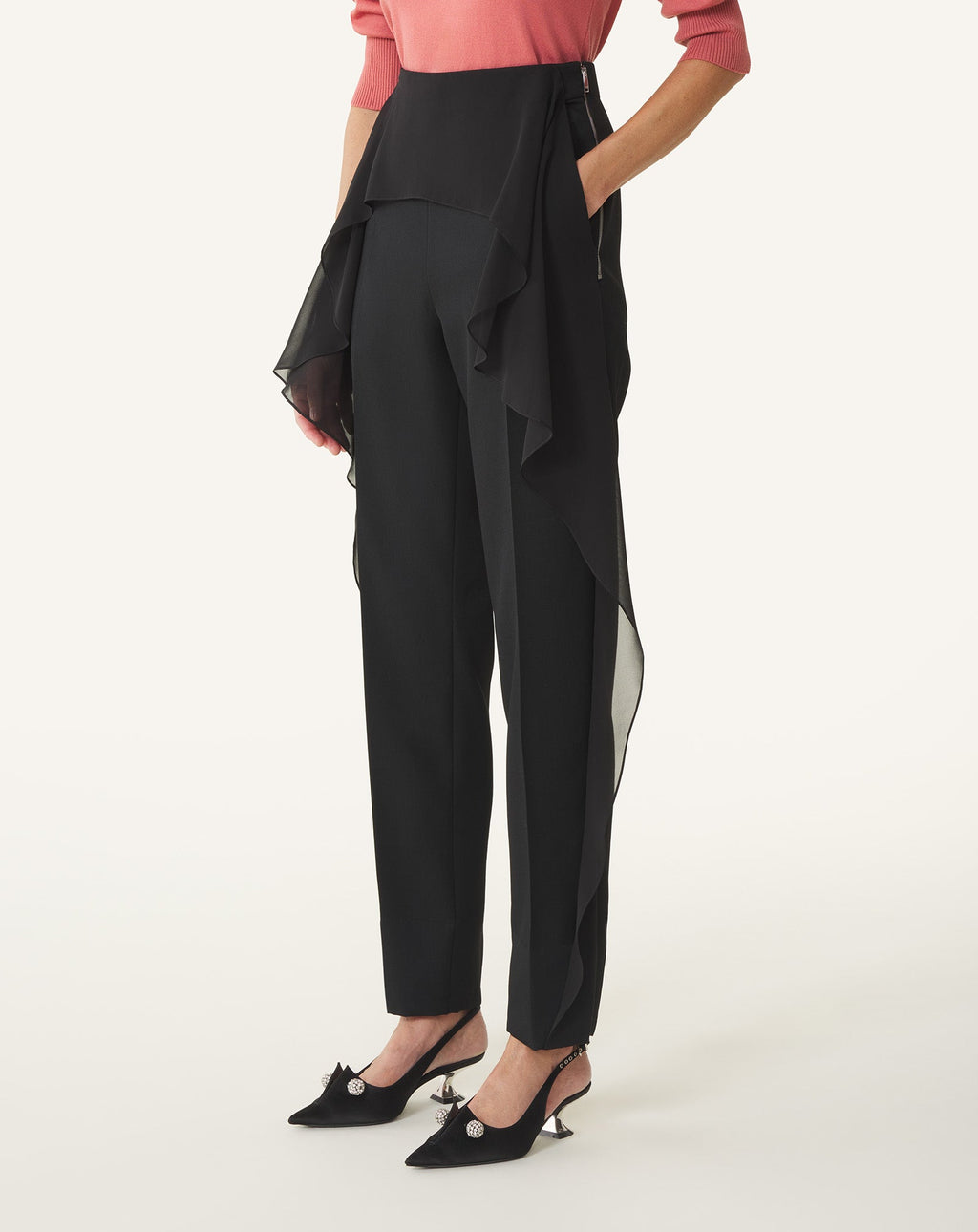 FRILLED WOOL PANTS