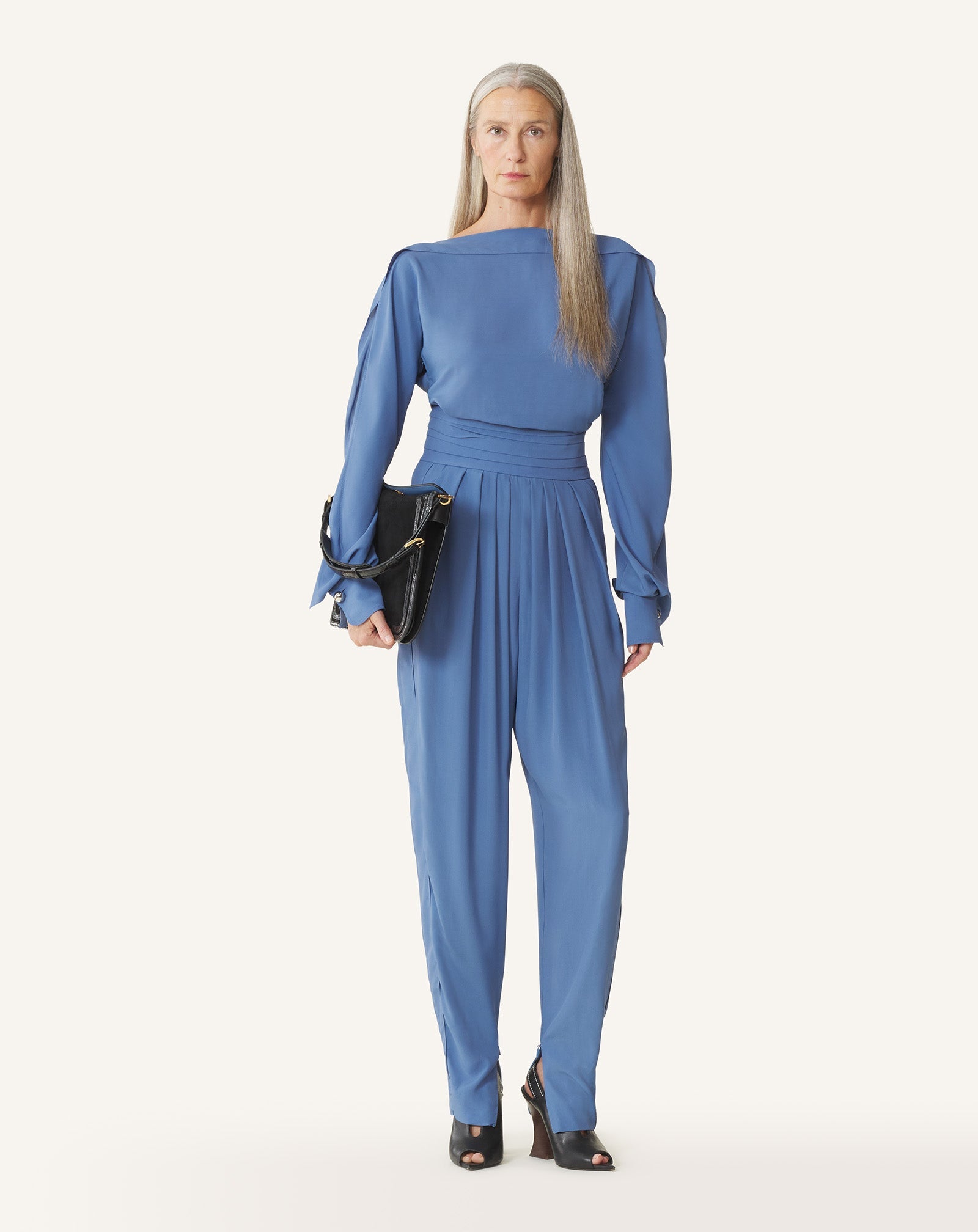 DRAPED PANTS IN CREPE DE CHINE