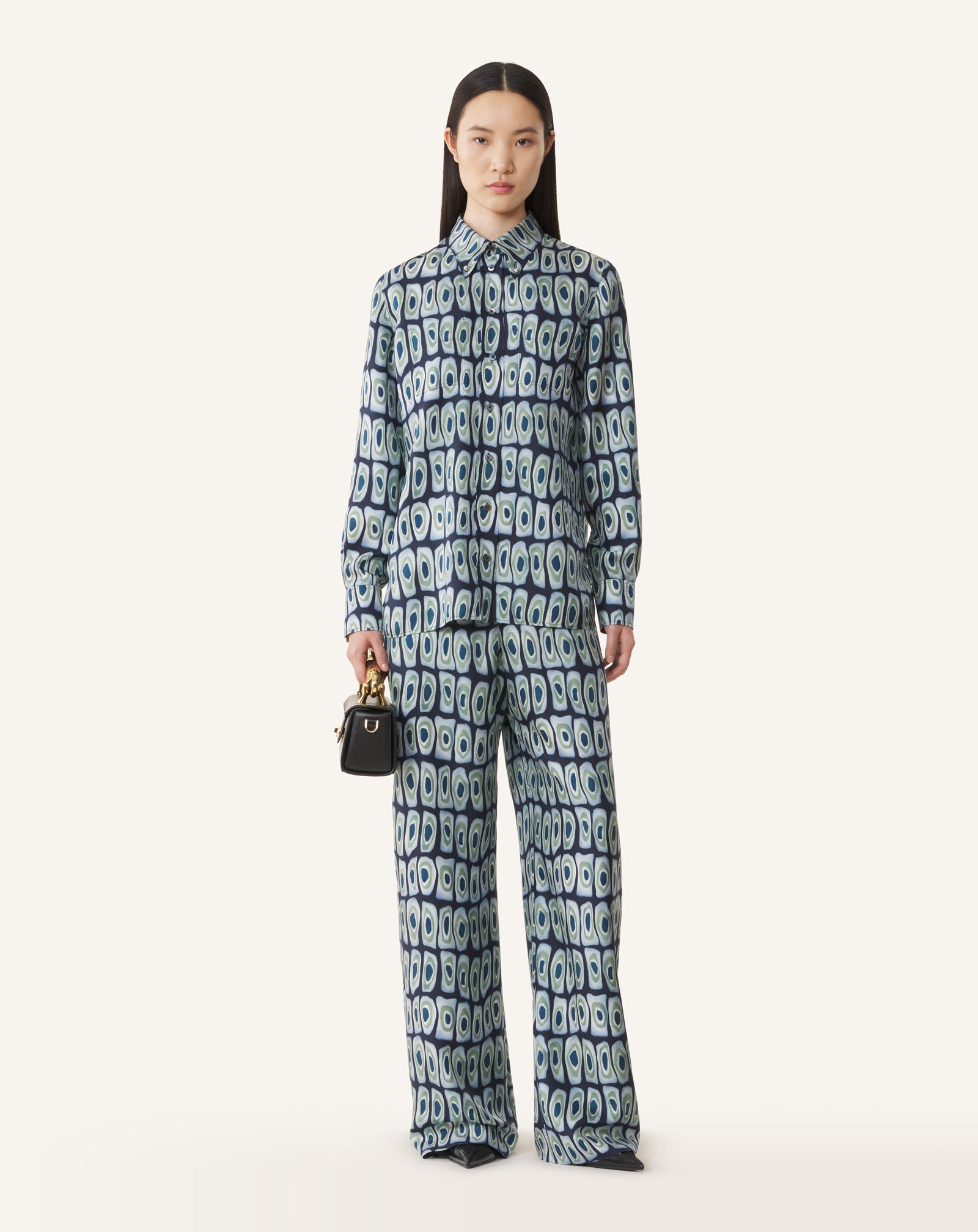 PRINTED WIDE-LEG SILK PANTS