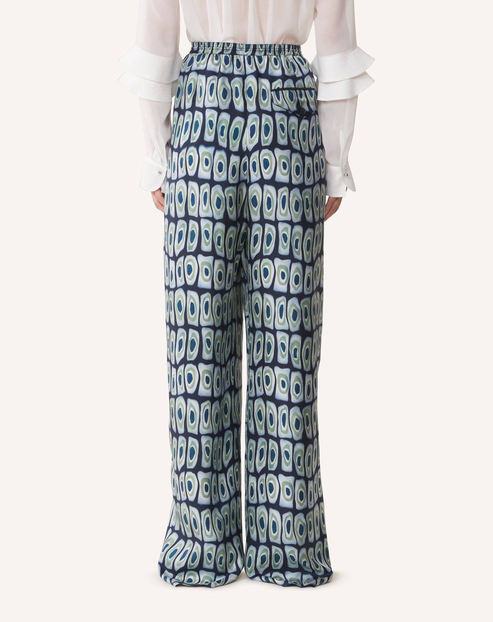 PRINTED WIDE-LEG SILK PANTS
