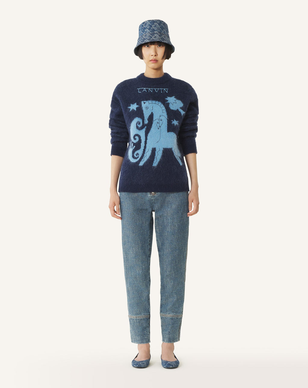 ZIPPED DENIM PANTS
