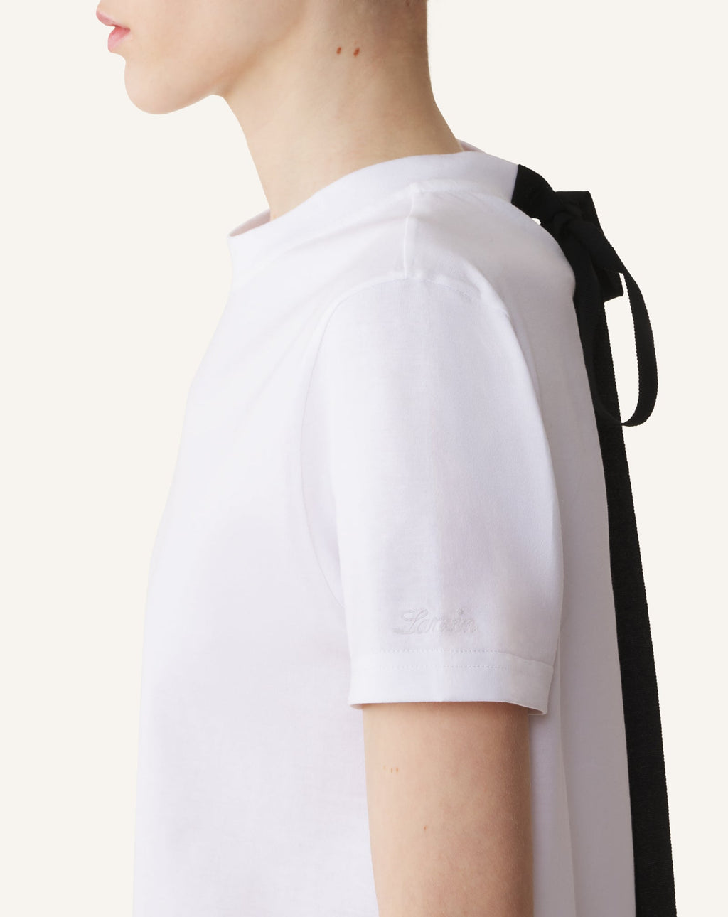 COTTON T-SHIRT WITH RIBBON DETAIL
