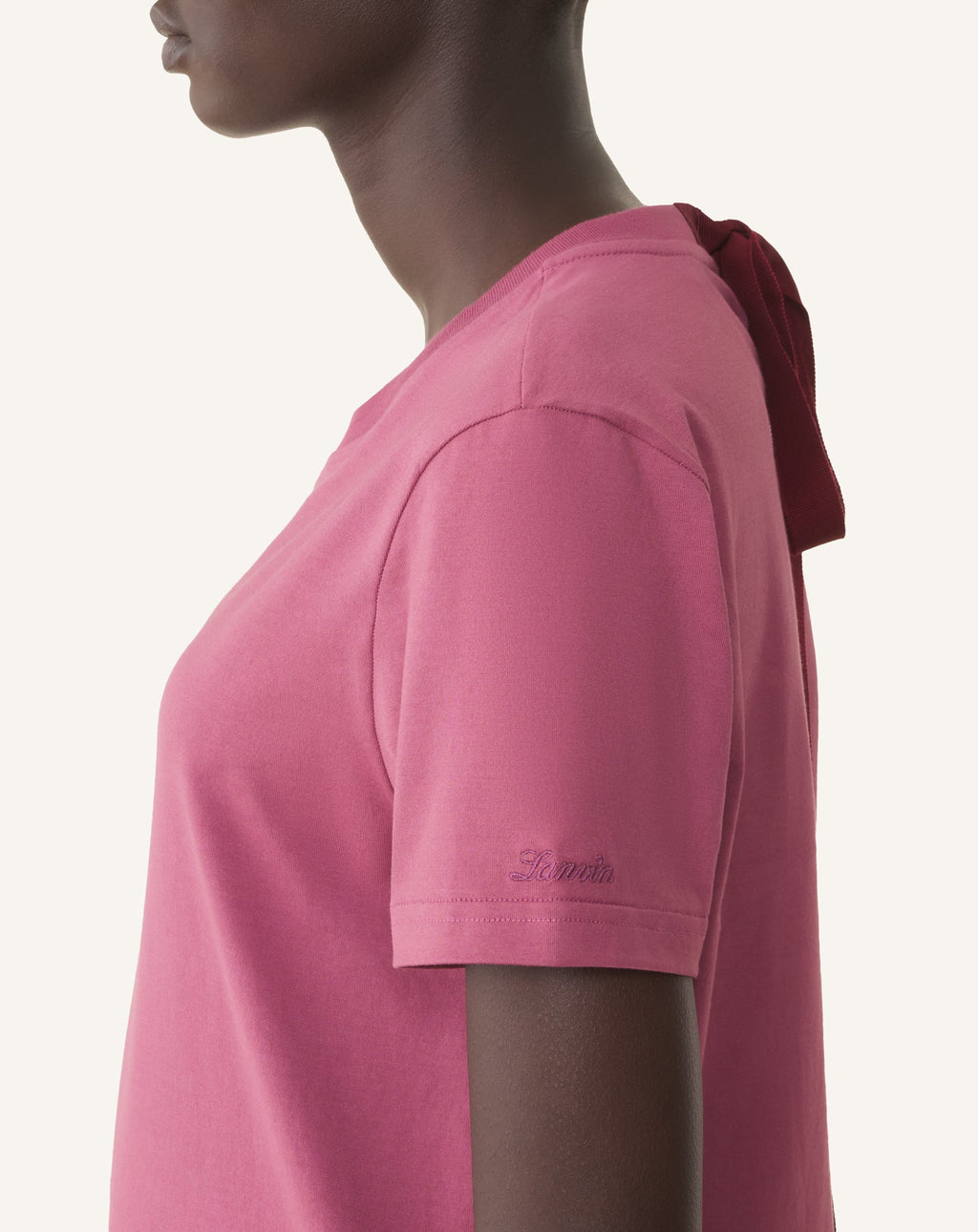 COTTON T-SHIRT WITH RIBBON DETAIL