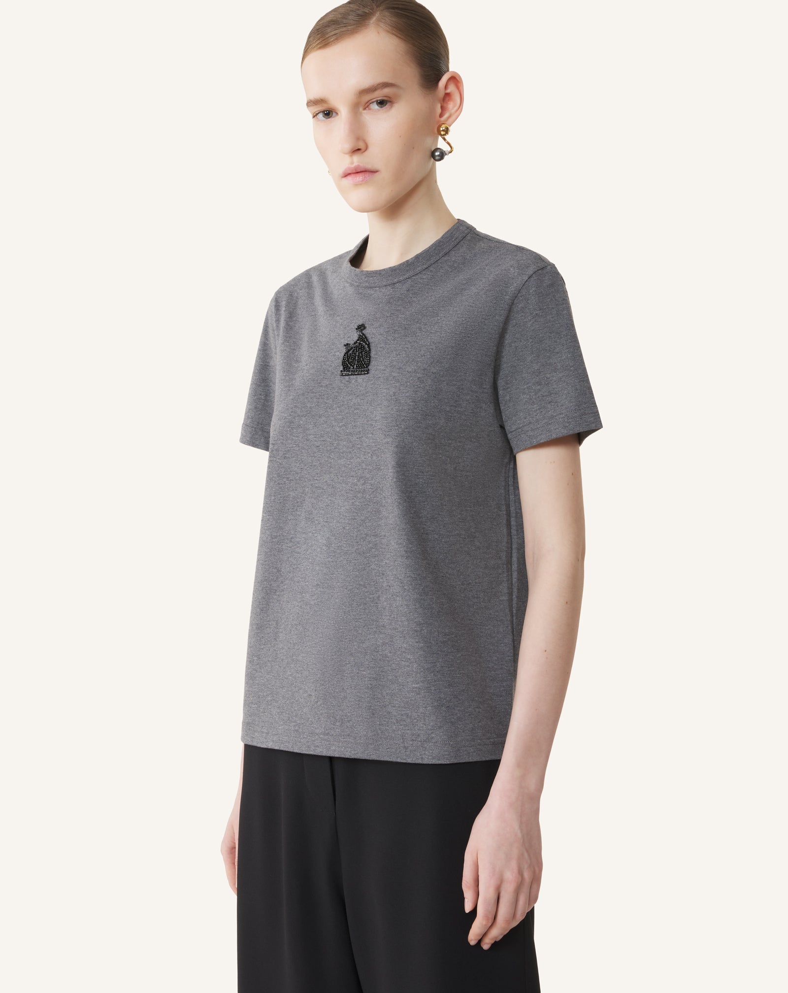 MOTHER AND DAUGHTER EMBROIDERED JERSEY T-SHIRT