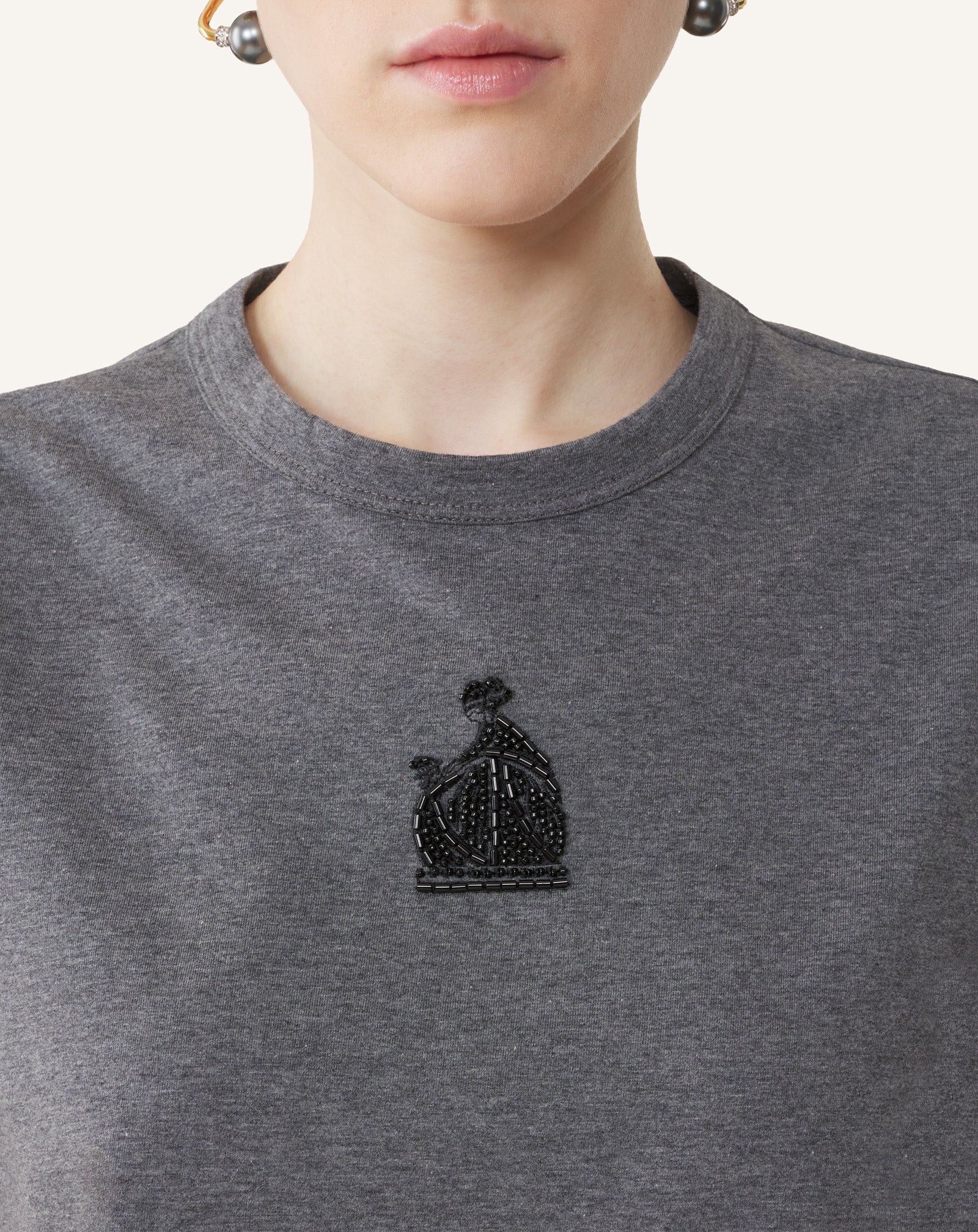 MOTHER AND DAUGHTER EMBROIDERED JERSEY T-SHIRT