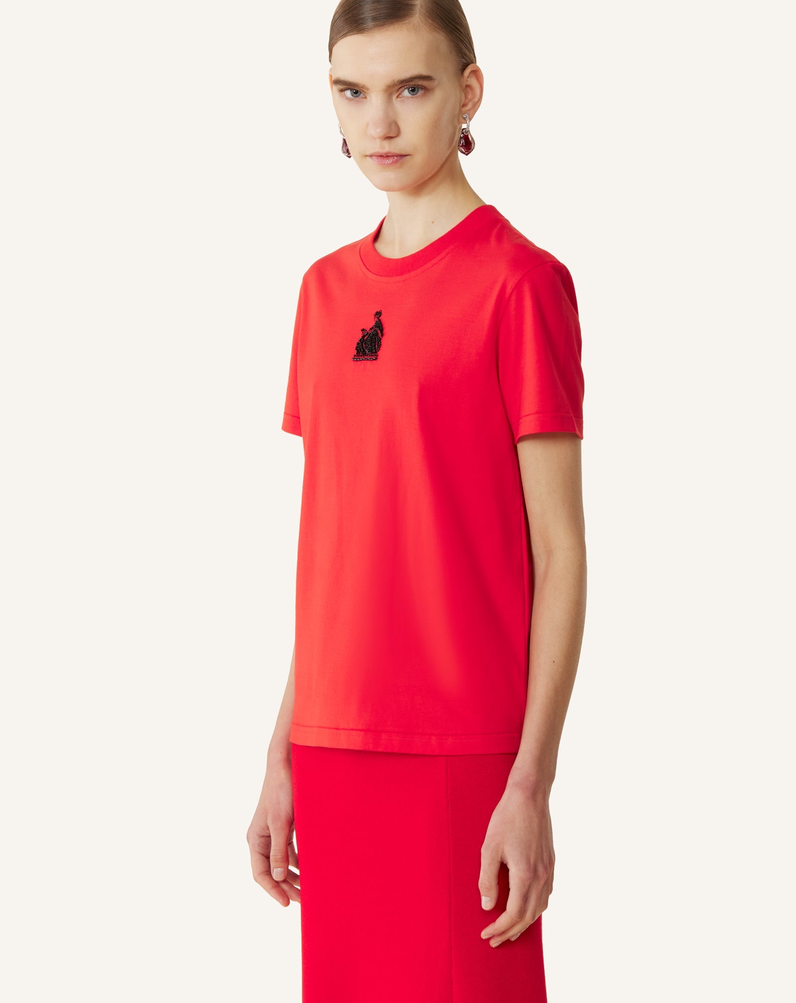 MOTHER AND CHILD EMBROIDERED COTTON JERSEY T-SHIRT