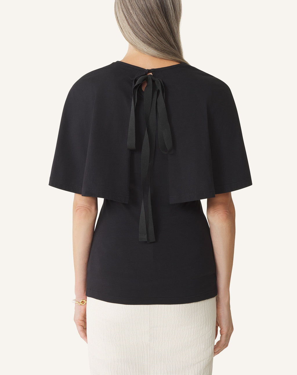 CAPE T-SHIRT IN COTTON AND SILK