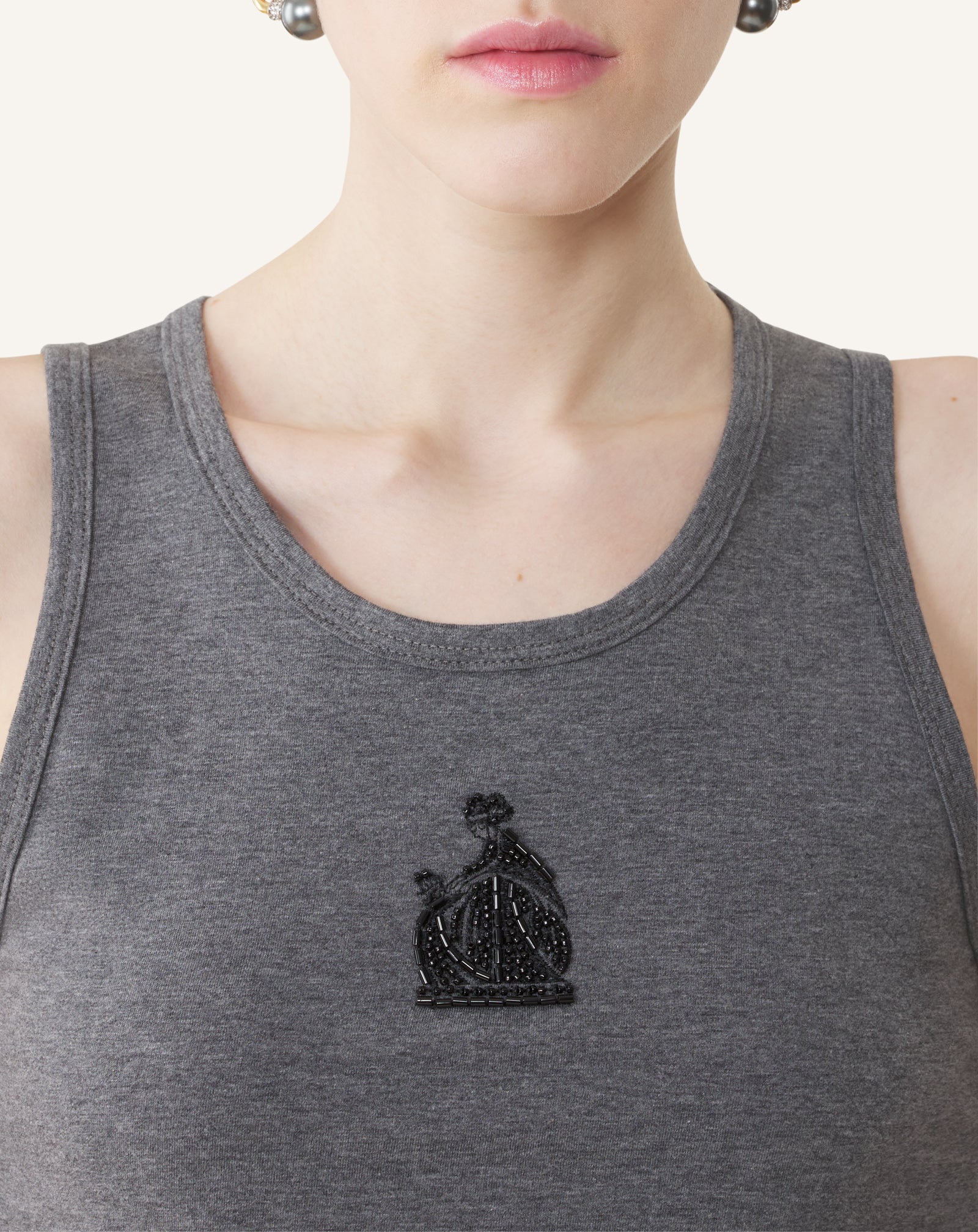 MOTHER AND DAUGHTER EMBROIDERED JERSEY TANK TOP