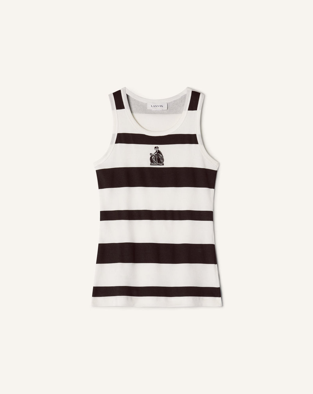 COTTON JERSEY MOTHER AND CHILD EMBROIDERED RIBBED TANK TOP