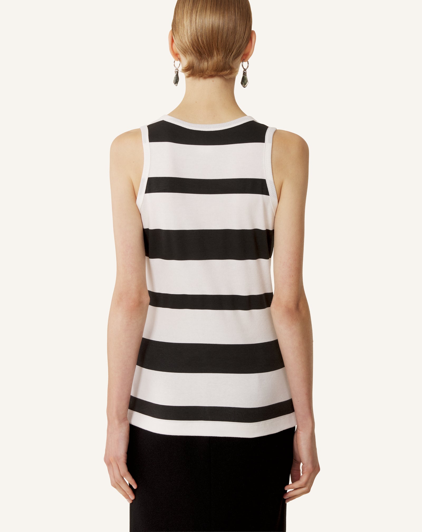 COTTON JERSEY MOTHER AND CHILD EMBROIDERED RIBBED TANK TOP