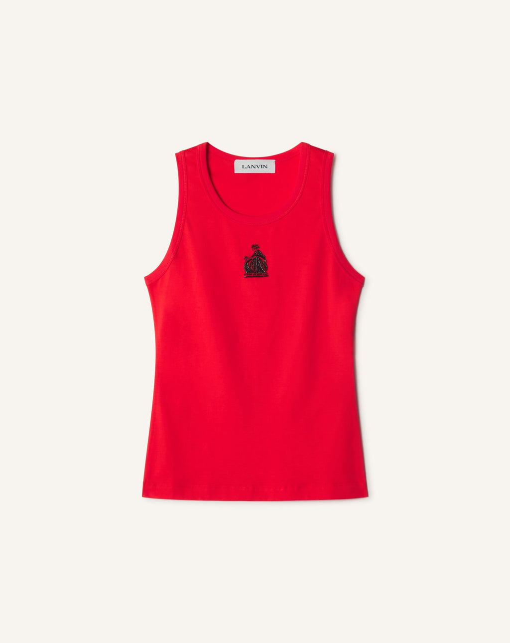 MOTHER AND CHILD EMBROIDERED COTTON JERSEY TANK TOP