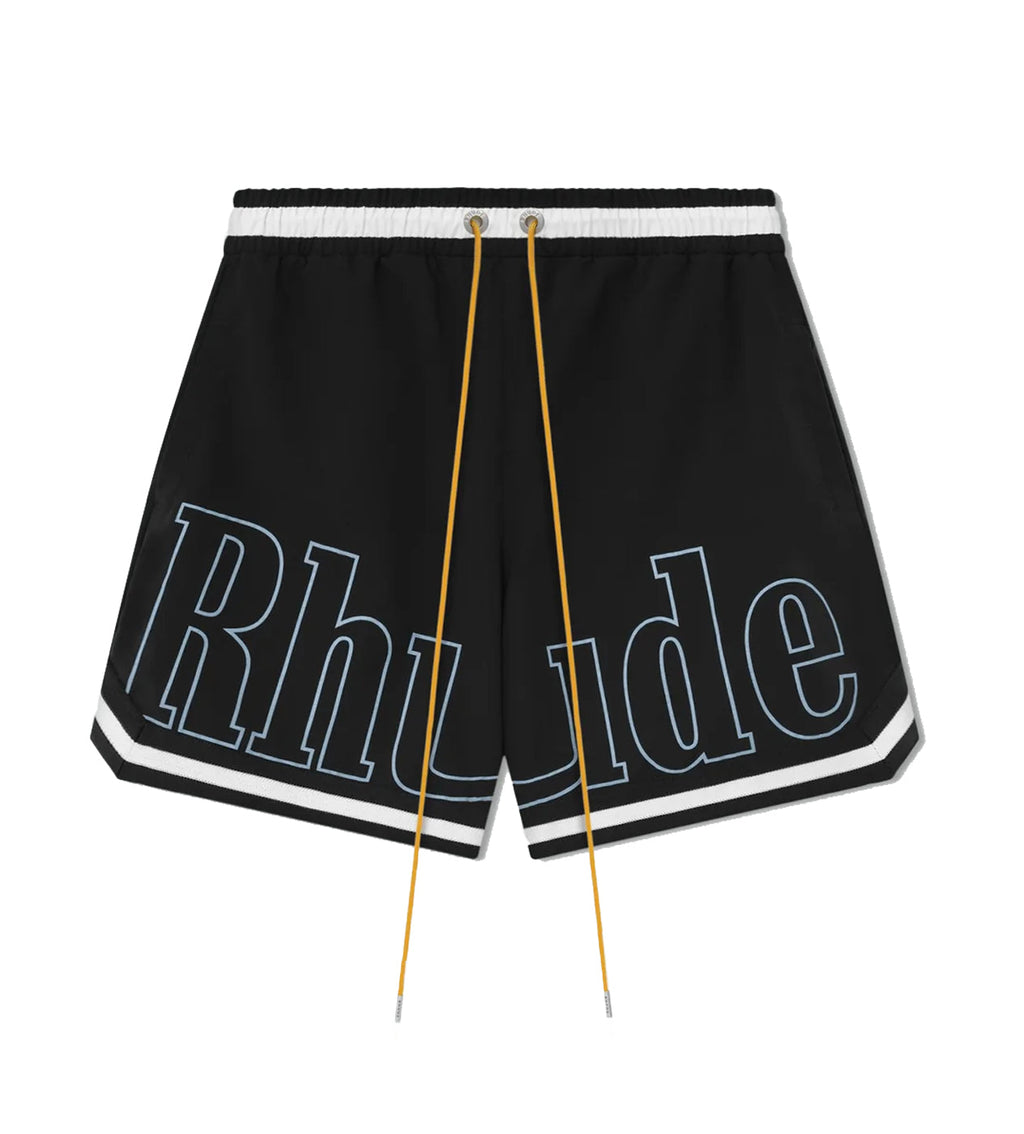 Rhude Logo Basketball Swim Shorts Black/White/Blue